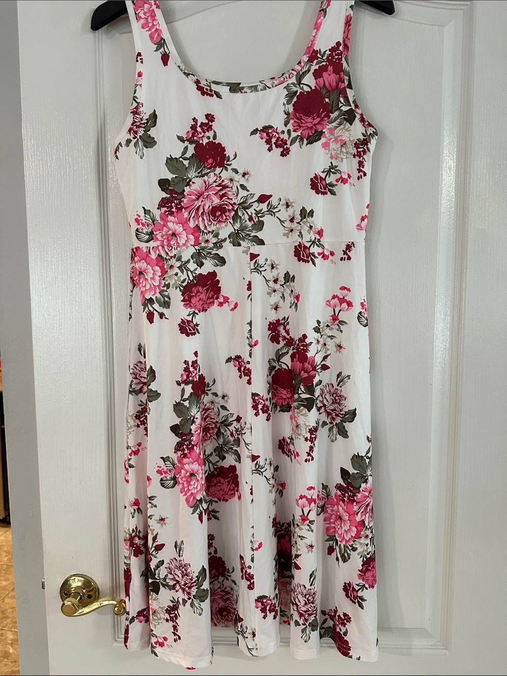 H&M White Midi Dress with Pink Floral Print - Picture 3 of 4
